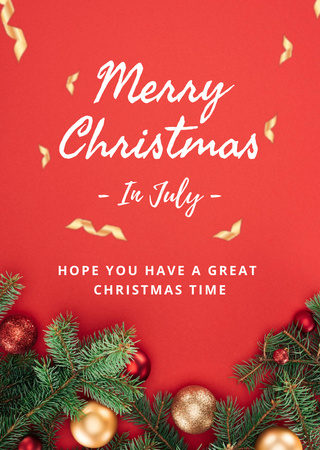 Ontwerpsjabloon van Flyer A6 van Christmas in July Bright Greeting in Red