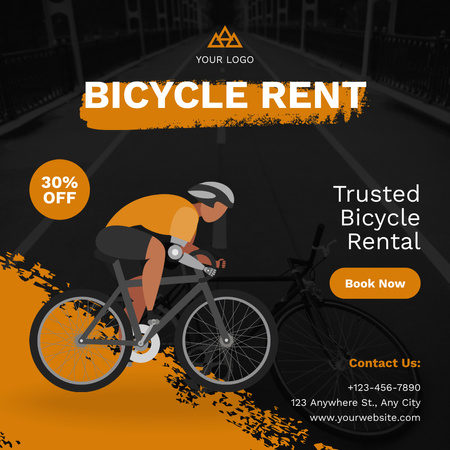 Trusted Service of Bicycles Rent Instagram Design Template
