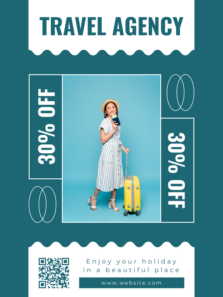 Designvorlage Summer Tour Discount Offer on Blue für Poster US