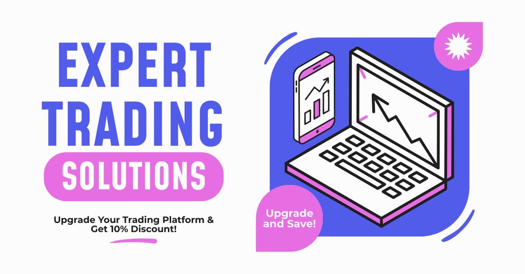 Ontwerpsjabloon van Facebook AD van Expert Trading Solutions with Discount on Trading Platform Upgrade
