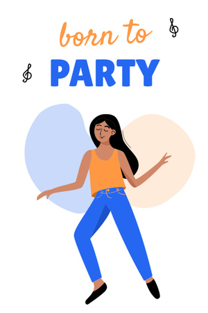 Platilla de diseño Party Invitation with Illustration of Dancing Woman Postcard 4x6in Vertical