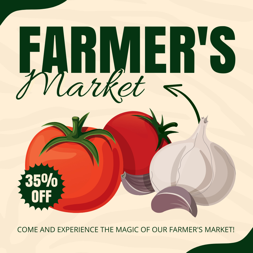 Designvorlage Buy Fresh Vegetables at Farmer's Market für Instagram