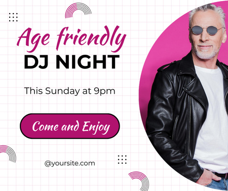 Template di design Age-Friendly DJ Night Announcement Facebook