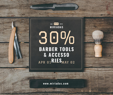 Platilla de diseño Barbershop Professional Tools Sale Facebook