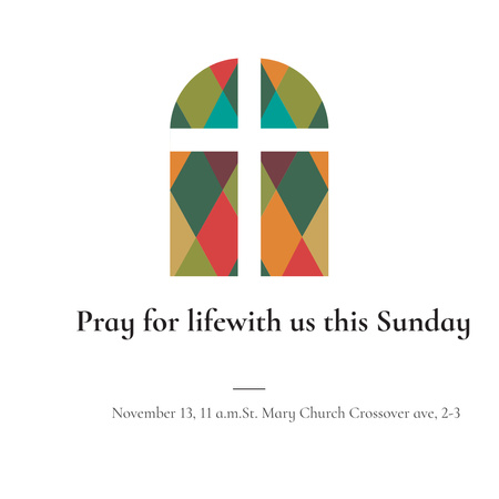 Plantilla de diseño de Invitación a la iglesia con ilustración de ventana Instagram 