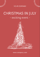 July Christmas Party Announcement with Sketch of Tree