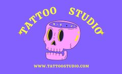 Tattoo Studio Services Promo with Skulls on Purple
