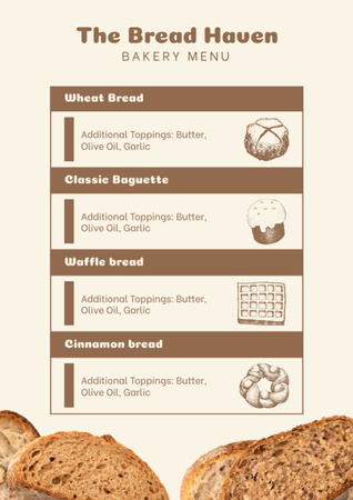 Plantilla de diseño de Lista de ofertas de panadería Menu 