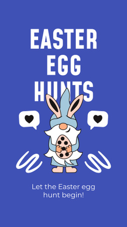Easter Egg Hunt Ad with Funny Character Instagram Story Design Template