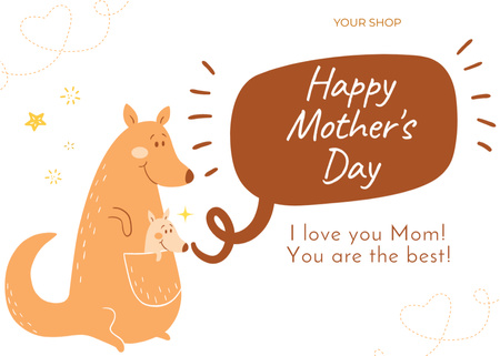 Mother's Day Greeting with Cute Kangaroos Postcard 5x7in Design Template