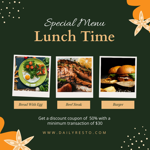 Special Menu Offer for Lunch Instagramデザインテンプレート