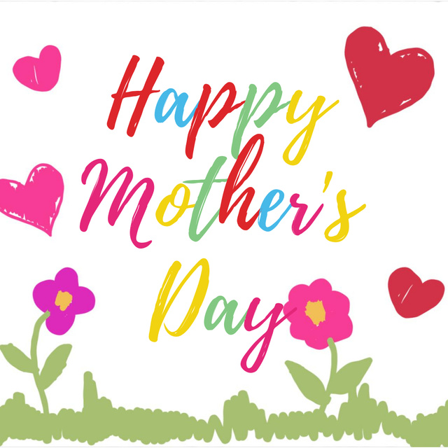 Mothers Day Greeting with Blooming flowers with hearts Animated Post Design Template