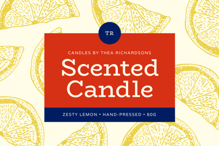 Lemon Scented Candle Handmade Promotion Label Design Template