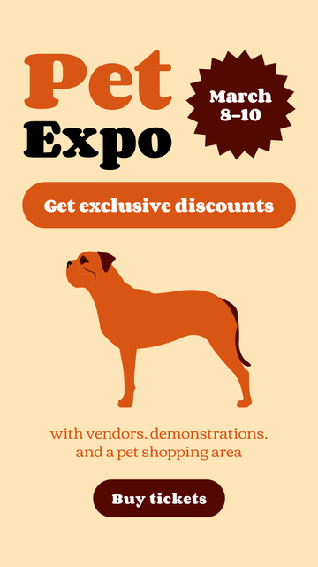 Designvorlage Exclusive Discounts on Puppies at Pet Expo für Instagram Story