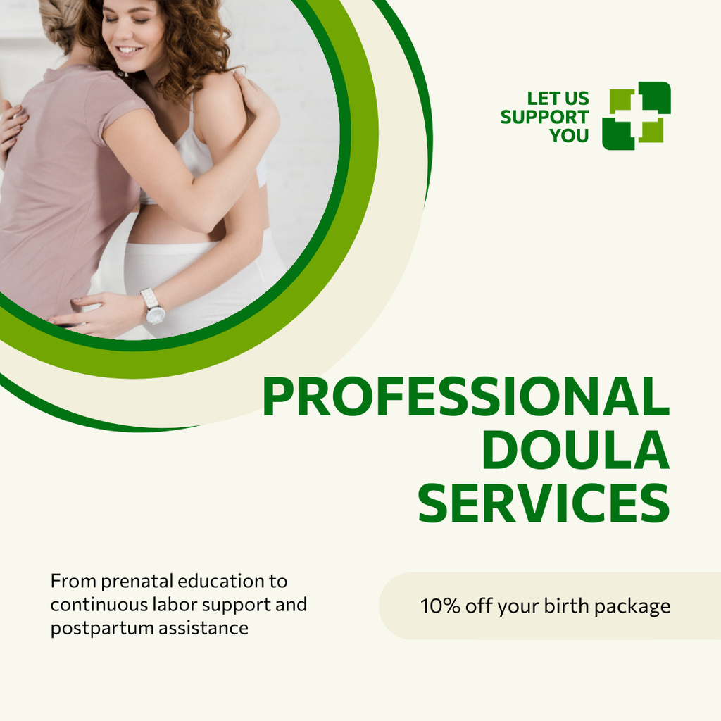 Excellent Doula Services With Discount On Birth Package Instagram AD Šablona návrhu