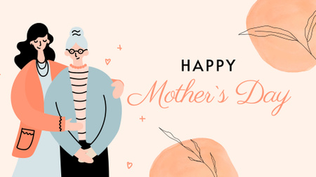 Lovely Mother's Day Greeting With Hearts FB event cover Design Template