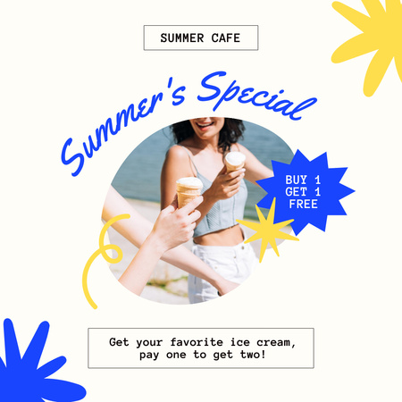 Ice-Cream Offer from Summer Cafe Animated Post Design Template