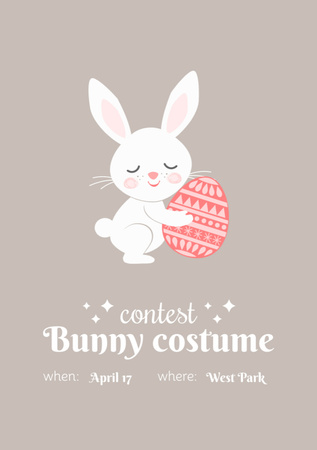 Easter Holiday with Cute Bunny Flyer A5 Design Template