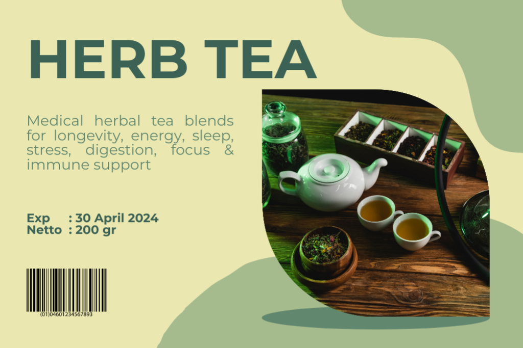 Medicinal Herbal Tea Label Tasarım Şablonu