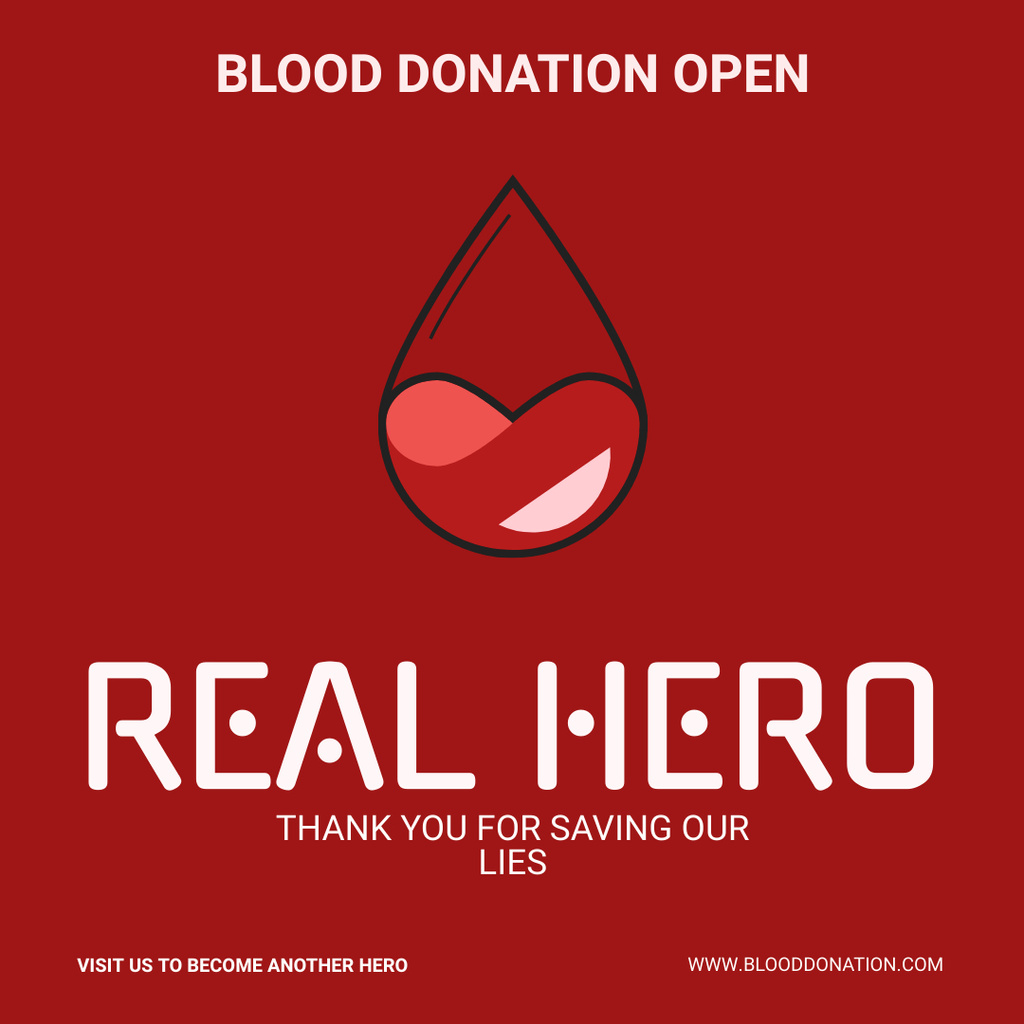 Blood Donation Motivation on Red Instagramデザインテンプレート
