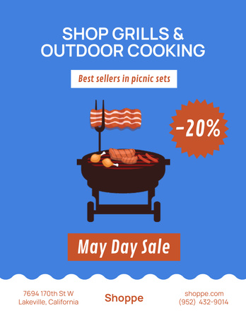 Professional Grill And picnic Sets Sale Offer On May Day Poster 8.5x11in Design Template