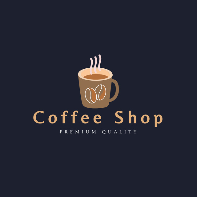 Ontwerpsjabloon van Logo van High-Quality Coffee Shop Emblem Promotion with Cup