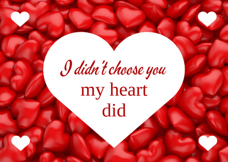 Love Valentine's Quote with Red Hearts Postcard 5x7in Modelo de Design