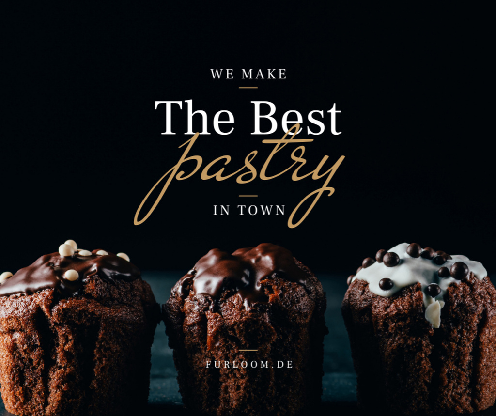 Pastry Offer with Sweet chocolate cakes Facebook tervezősablon