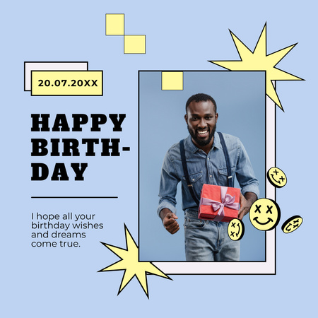 Ontwerpsjabloon van Instagram van Gelukkige verjaardag aan een vriend met persoonlijke wensen