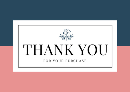 Thank You for Your Purchase Phrase Card Design Template