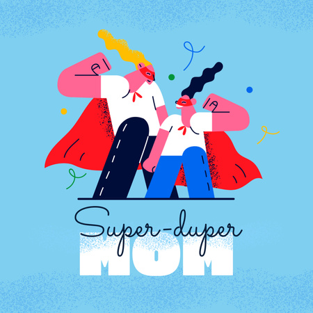 Mother's Day Holiday Greeting with Superhero Mom Animated Post Design Template