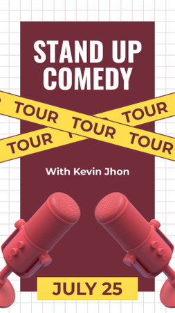 Stand-up Comedy Show Ad with Pink Microphones Instagram Story Design Template