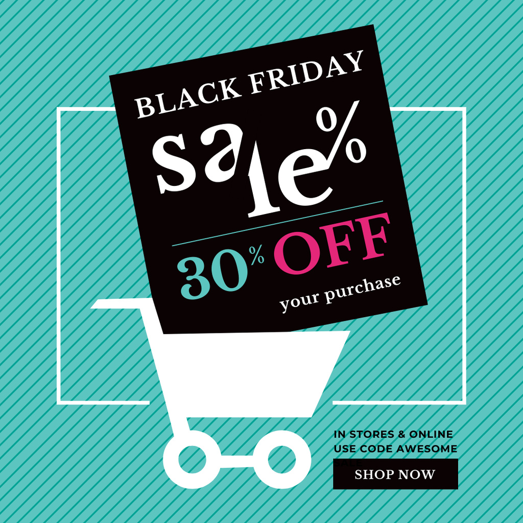 Template di design Black Friday Sale Shopping cart Instagram AD