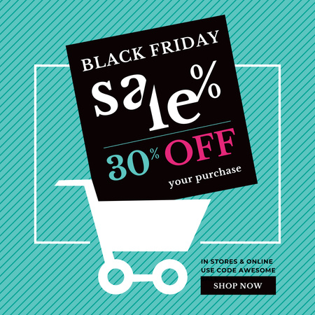Black Friday Sale Shopping cart Instagram AD Design Template