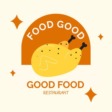 Platilla de diseño Image of Restaurant Emblem with Cooked Chicken Logo