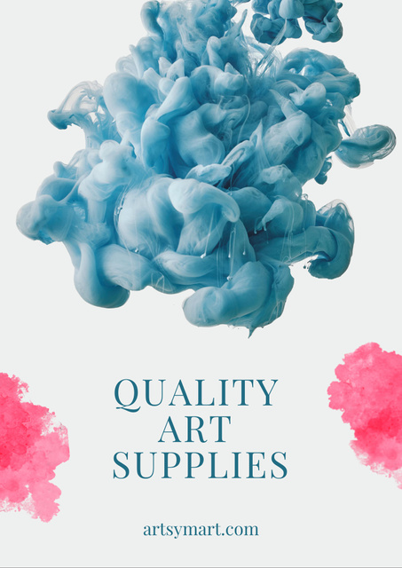 High Quality Art Supplies Offer with Blue Paint Splash Flyer A4 – шаблон для дизайна