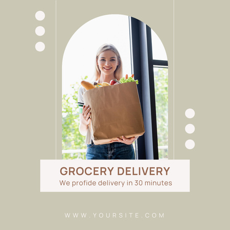 Speed Grocery Delivery In Paper Bag Instagram Design Template