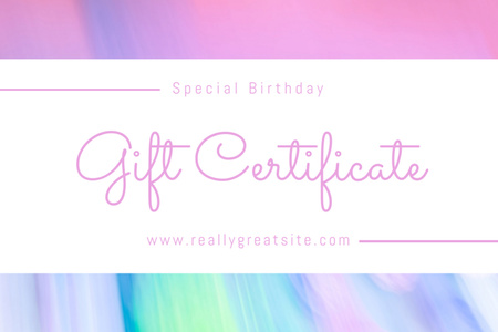 Template di design Buono regalo di compleanno su gradiente Gift Certificate