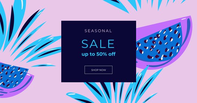 Seasonal Sale ad on summer pattern Facebook AD – шаблон для дизайна