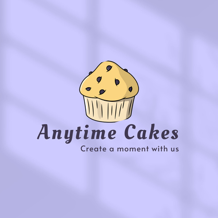 Bakery Ad with Cupcake Illustration Logo Design Template