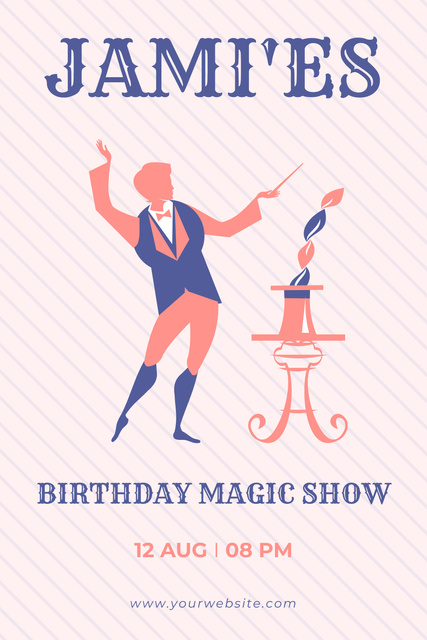 Announcement of Birthday Magic Party Pinterest Design Template