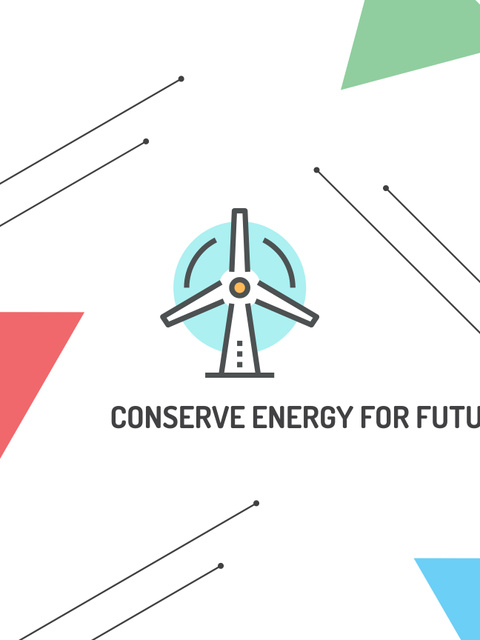 Conserve Energy Wind Turbine Icon Poster US Design Template