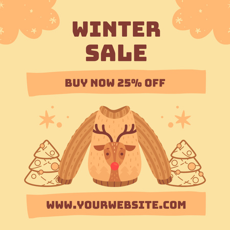Seasonal Sale Offer Cute Sweater with Reindeer Instagram AD Design Template