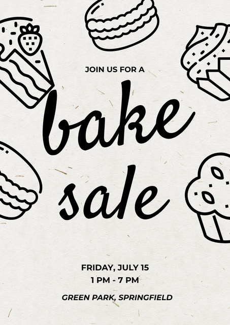 Bakery Sale Announcement on White Poster A3 Design Template