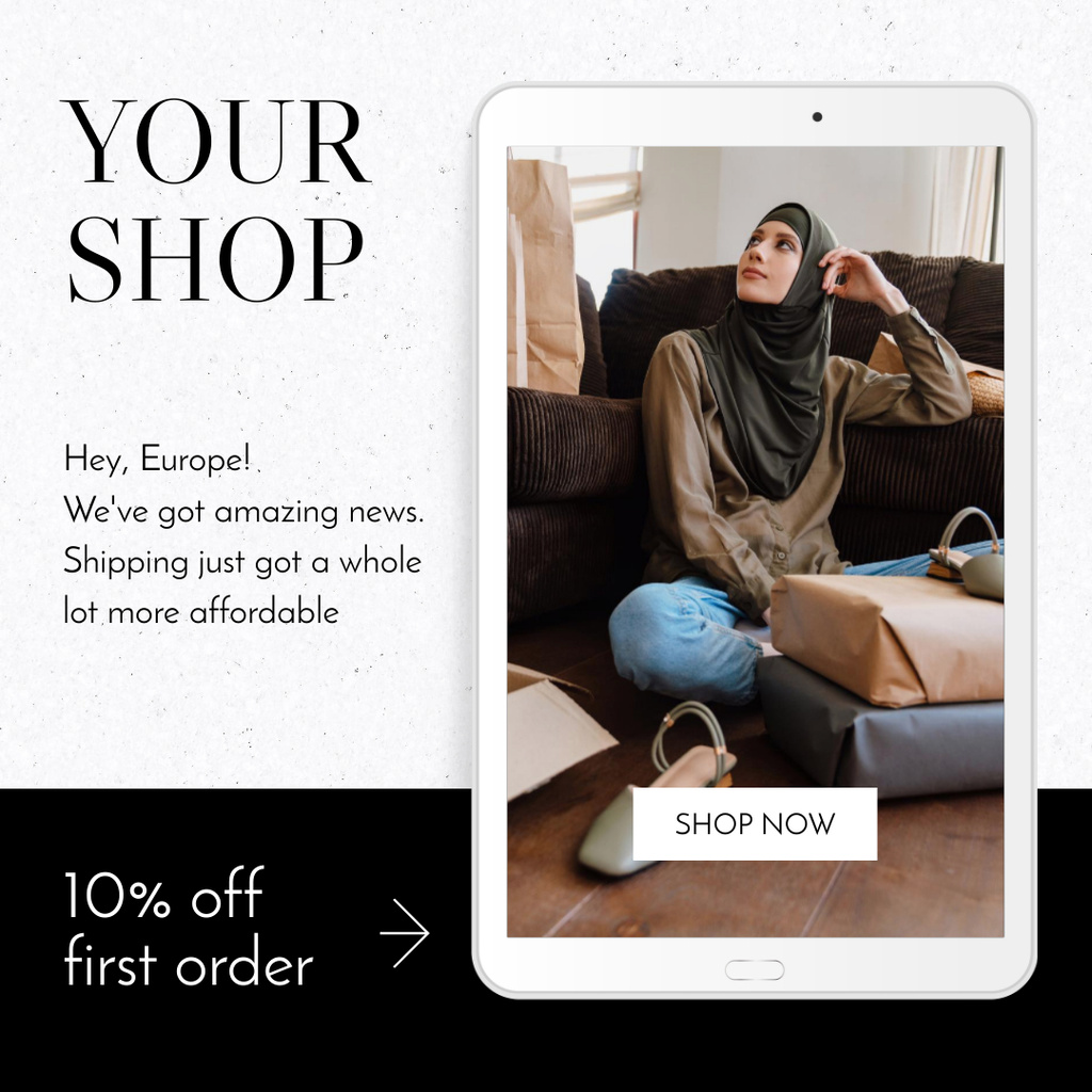 Plantilla de diseño de Fashion Clothes Discount Ad with Shipping Offer Instagram 
