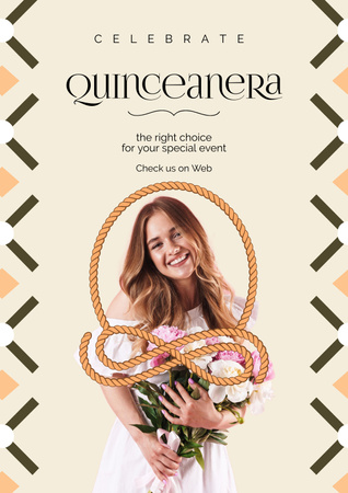 Platilla de diseño Announcement of Quinceañera with Girl in White Dress Poster