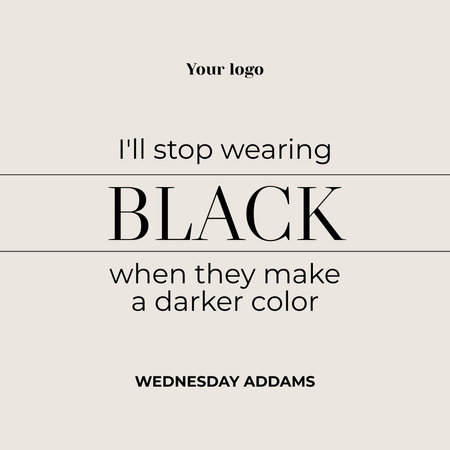 Citação de moda sobre usar cor preta Instagram Modelo de Design
