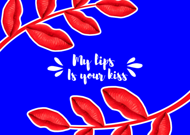 Cute Love Phrase with Red Leaves Card Šablona návrhu