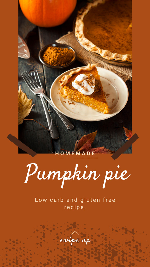 Tasteful Baked Pumpkin Pie On Thanksgiving Celebration Instagram Story Πρότυπο σχεδίασης