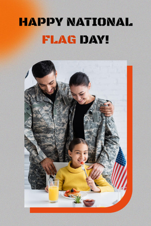 Modèle de visuel Annonce de célébration du jour du drapeau avec des soldats - Postcard 4x6in Vertical